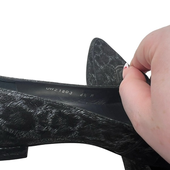 STUART WEITZMAN | Cheetah Print Loafer Flats Leather Heeled Pointed Toe Career - Picture 6 of 6
